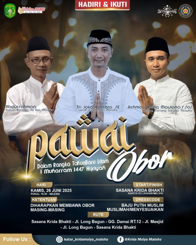 
Besok Kelurahan Maluhu Gelar Pawai Obor Sambut Tahun Baru Islam 1 Muharram 1447 H