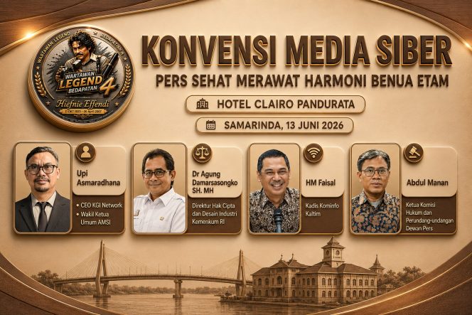 
Poster Konvensi Media Siber pembuka kegiatan Wartawan Legend Bedapatan ke-4 di Samarinda. (Istimewa)