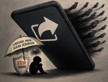 Ilustrasi perlindungan anak dari penyebaran ulang konten digital. (AI Generated/Redaksi)