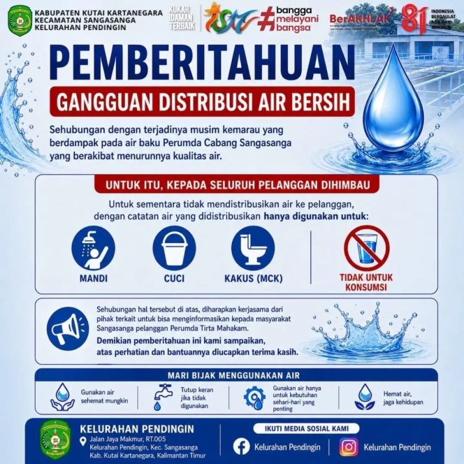 
Kemarau Panjang Bikin Air PDAM di Sanga-Sanga Mulai Asin, Warga Diminta Tak Konsumsi